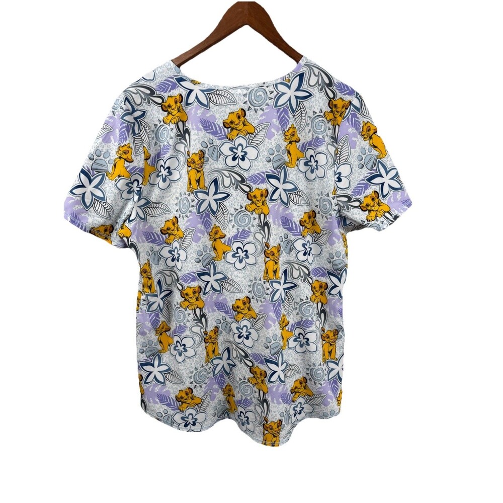 Disney Branded Lion King Scrub Top Women's Size Medium Short Sleeve - Picture 2 of 6